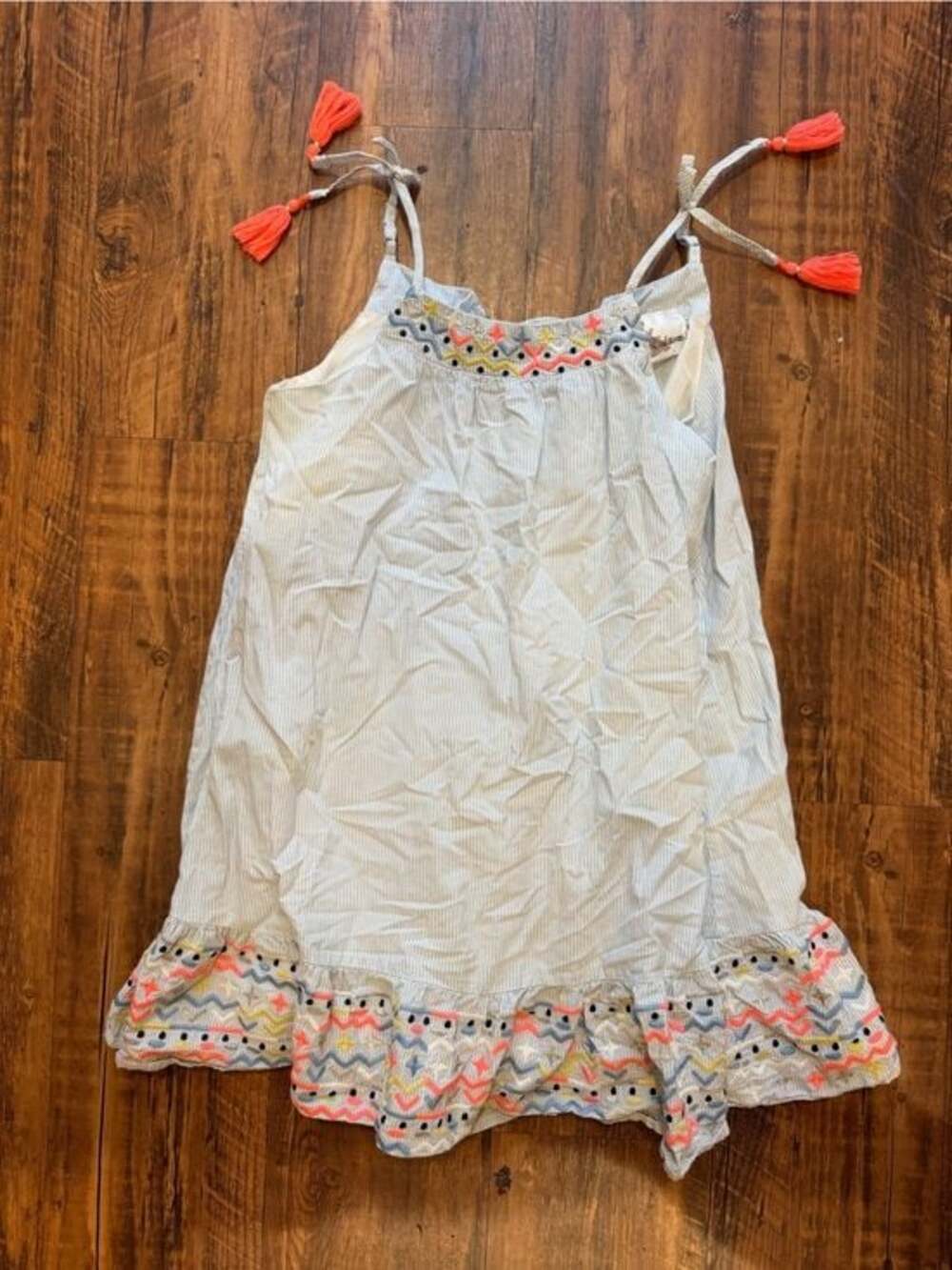 Colorful Rare edition embroidered dress with tassel straps